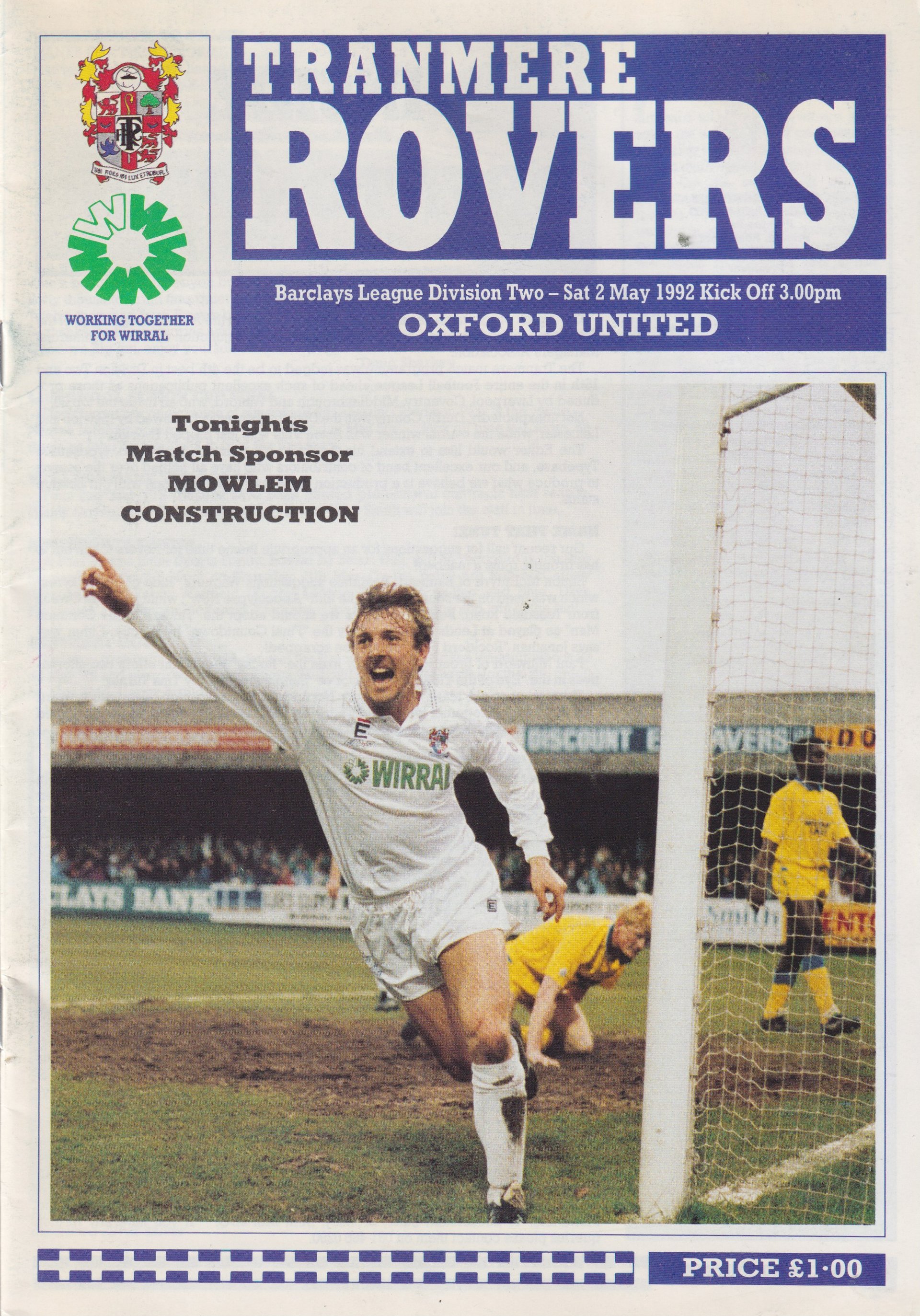 Tranmere Rovers v Oxford United match programme